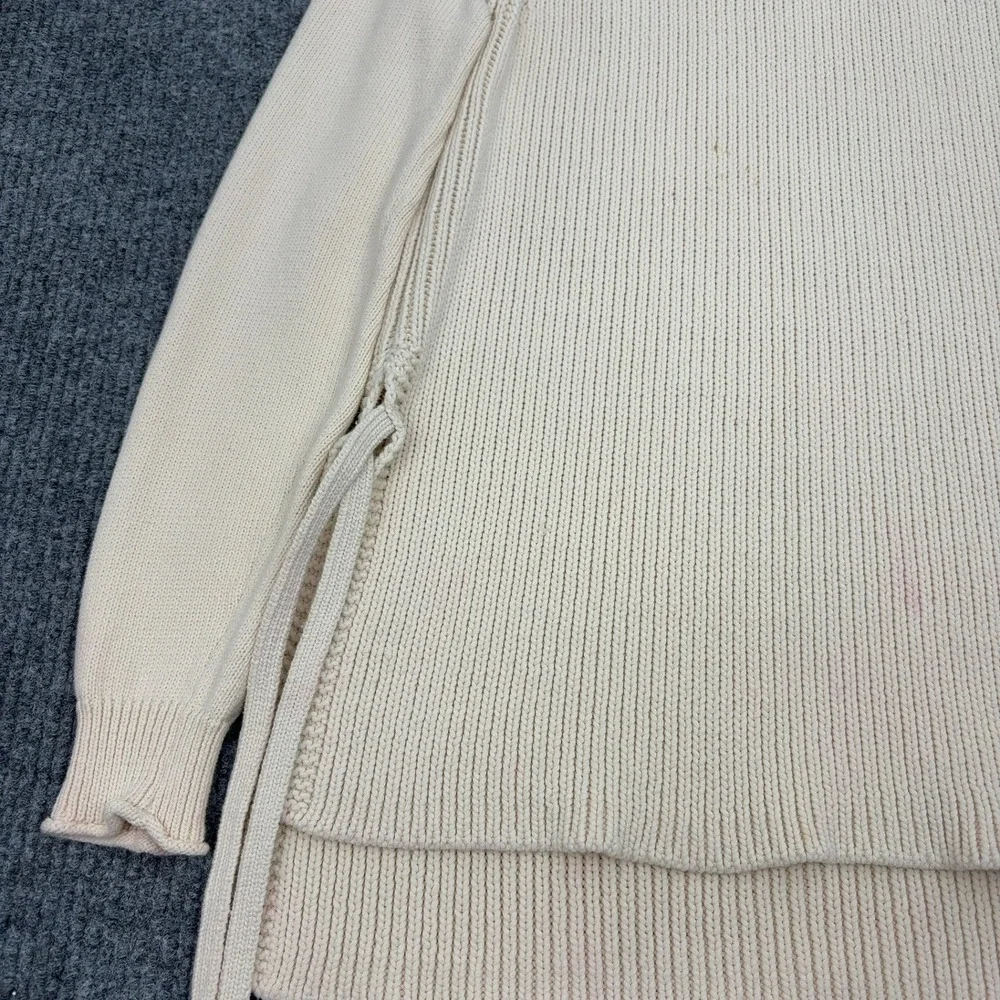 J Crew Sweater‎ Womens M Cream Side Tie Ribbed Knit Cotton Blend Tunic Preppy